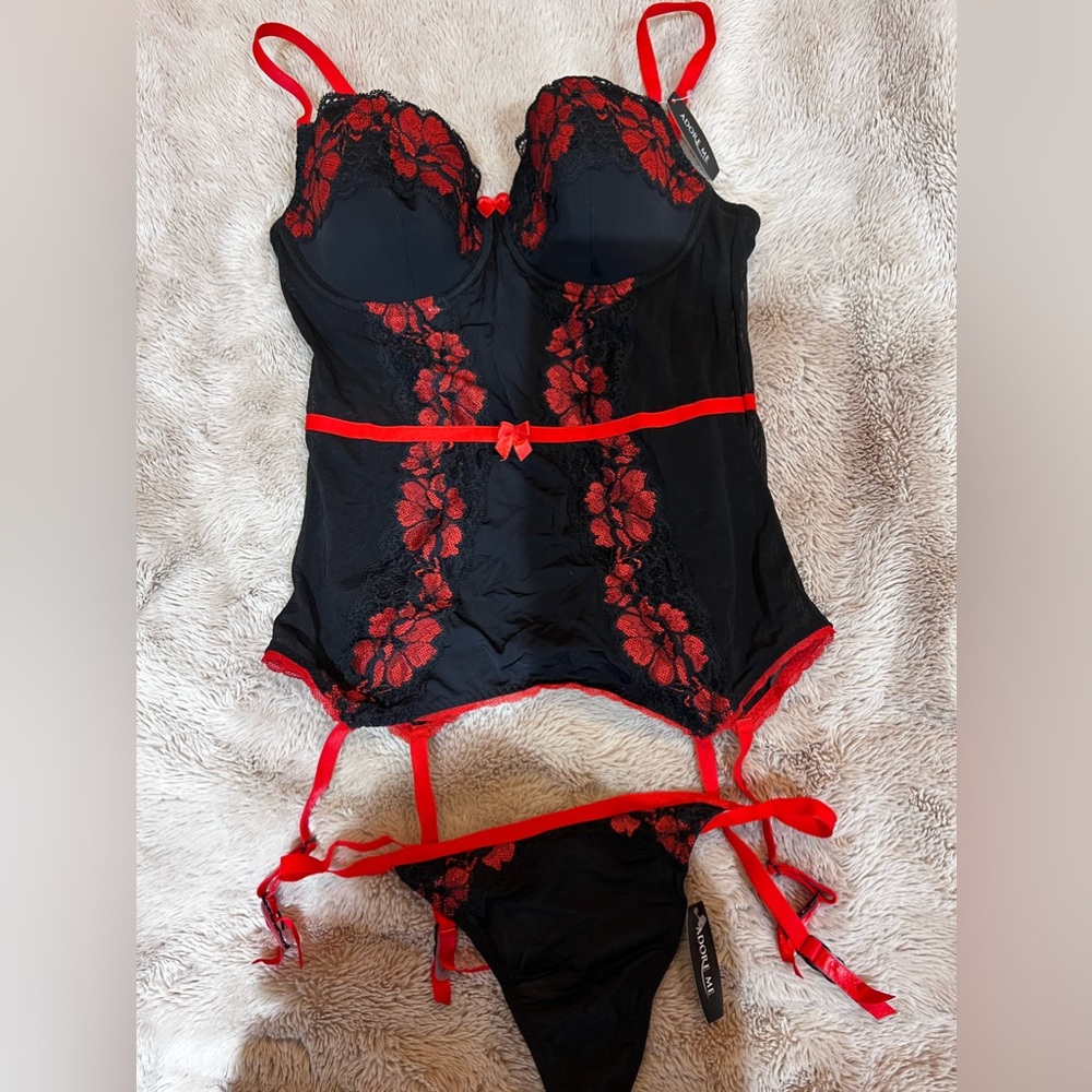 NWT Adore Me Black and Red Lingerie Set